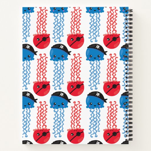 Pirate Jellyfish, kwallen Pattern, Zee Animals Notitieboek (Achterkant)