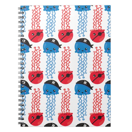 Pirate Jellyfish, kwallen Pattern, Zee Animals Notitieboek (Voorkant)