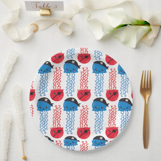 Pirate Jellyfish, kwallen Pattern, Zee Animals Papieren Bordje (Huwelijk)