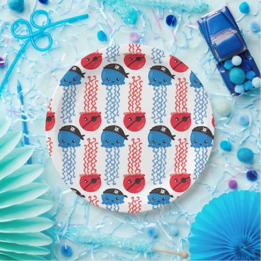 Pirate Jellyfish, kwallen Pattern, Zee Animals Papieren Bordje (Feest)