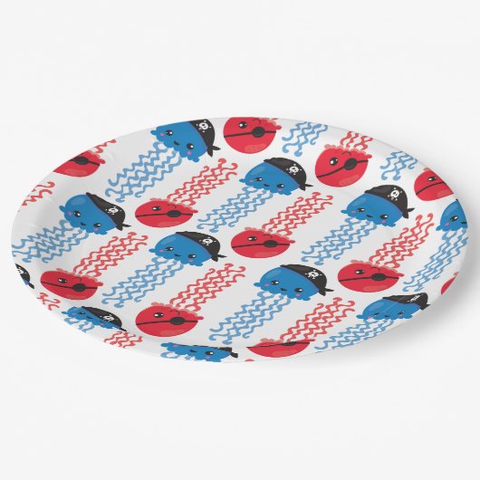 Pirate Jellyfish, kwallen Pattern, Zee Animals Papieren Bordje (Gekanteld)