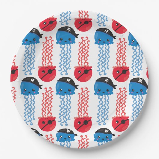 Pirate Jellyfish, kwallen Pattern, Zee Animals Papieren Bordje (Voorkant)
