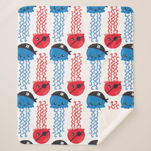 Pirate Jellyfish, kwallen Pattern, Zee Animals Sherpa Deken (Voorkant)