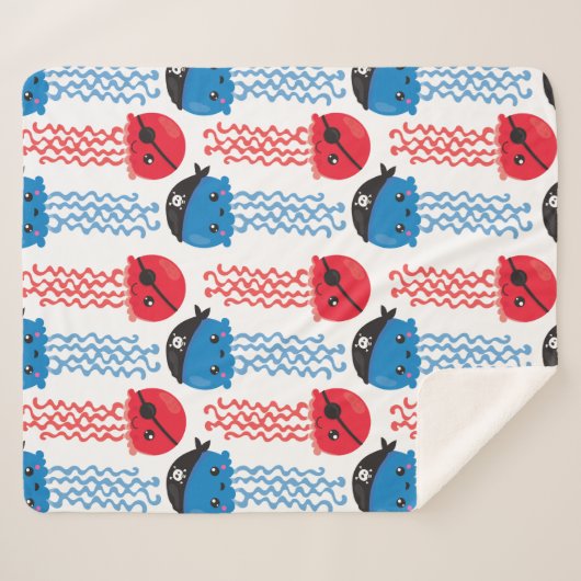 Pirate Jellyfish, kwallen Pattern, Zee Animals Sherpa Deken (Voorkant (horizontaal))