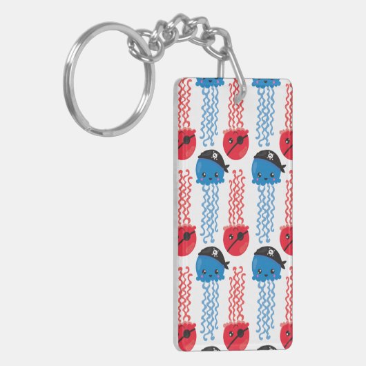 Pirate Jellyfish, kwallen Pattern, Zee Animals Sleutelhanger (Voorkant Links)