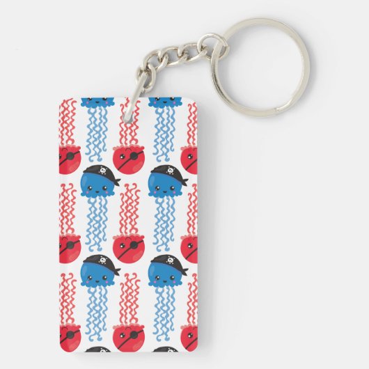 Pirate Jellyfish, kwallen Pattern, Zee Animals Sleutelhanger (achterkant)