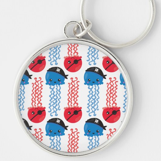 Pirate Jellyfish, kwallen Pattern, Zee Animals Sleutelhanger (Voorkant)