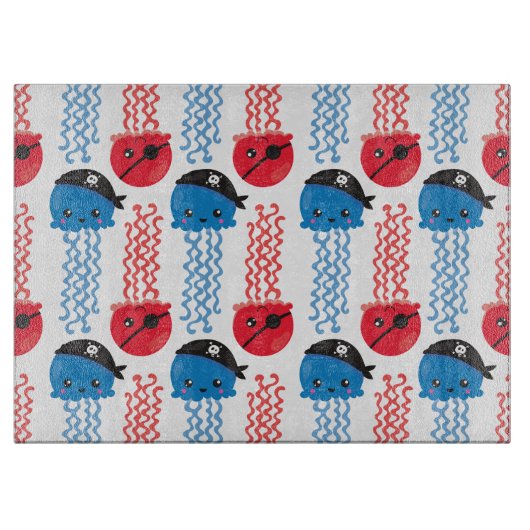 Pirate Jellyfish, kwallen Pattern, Zee Animals Snijplank (Voorkant)