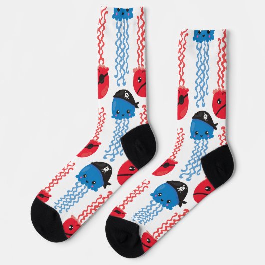 Pirate Jellyfish, kwallen Pattern, Zee Animals Sokken (Links)