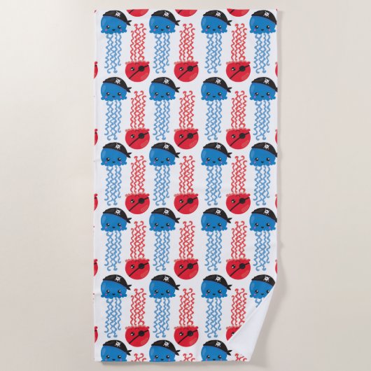 Pirate Jellyfish, kwallen Pattern, Zee Animals Strandlaken (Voorkant)