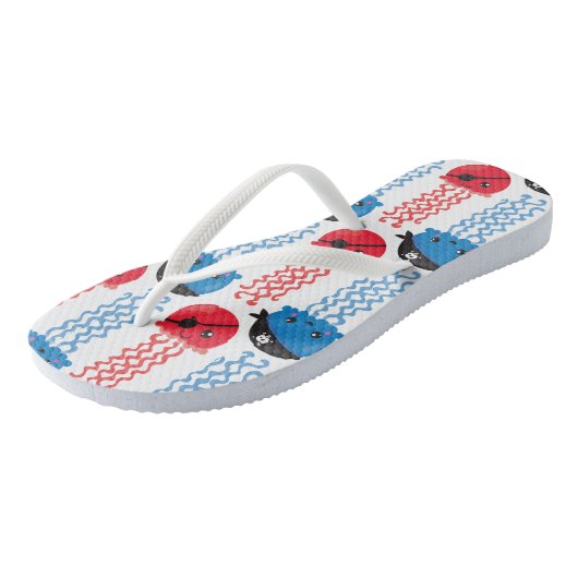 Pirate Jellyfish, kwallen Pattern, Zee Animals Teenslippers (Schuin)