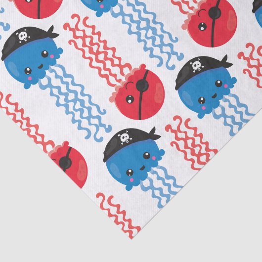 Pirate Jellyfish, kwallen Pattern, Zee Animals Tissuepapier (Detail)