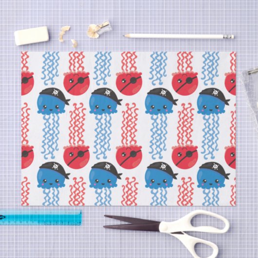 Pirate Jellyfish, kwallen Pattern, Zee Animals Tissuepapier (Craft)