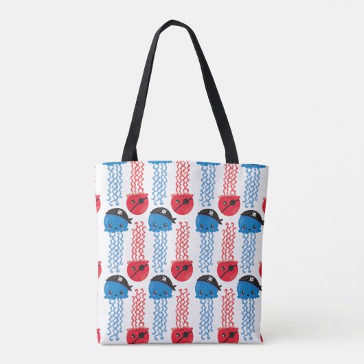 Pirate Jellyfish, kwallen Pattern, Zee Animals Tote Bag (Achterkant)
