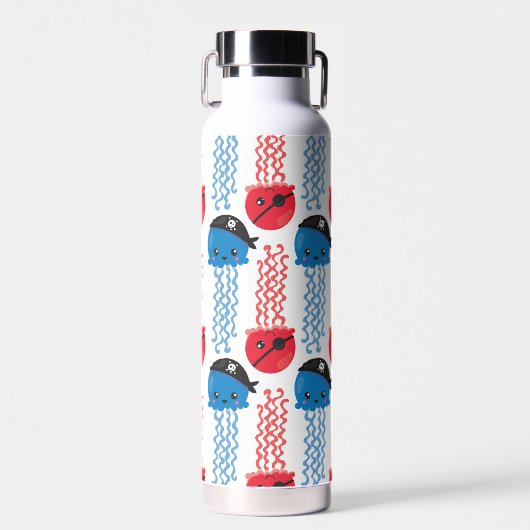 Pirate Jellyfish, kwallen Pattern, Zee Animals Waterfles (Voorkant)