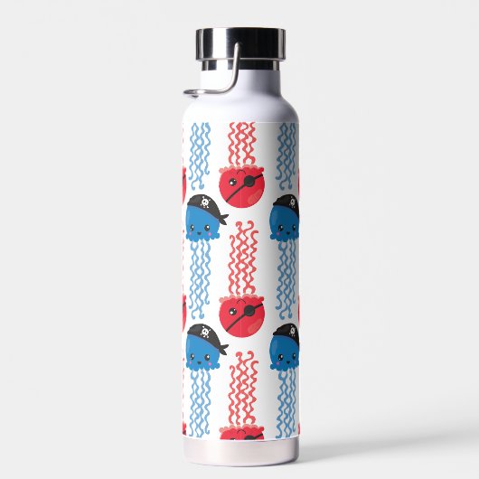 Pirate Jellyfish, kwallen Pattern, Zee Animals Waterfles (Rechts)