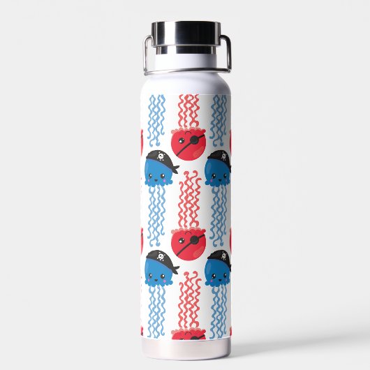 Pirate Jellyfish, kwallen Pattern, Zee Animals Waterfles (Achterkant)