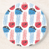 Pirate Jellyfish, kwallen Pattern, Zee Animals Zandsteen Onderzetter (Voorkant)