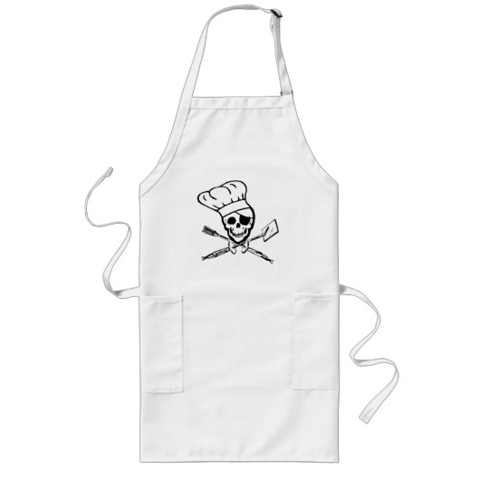 Pirate Jolly Roger Chef of Grilling Apron Lang Schort (Voorkant)