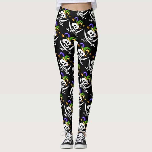 Pirate, Jolly Roger, Mardi Gras stijl, Leggings (Voorkant)
