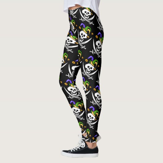 Pirate, Jolly Roger, Mardi Gras stijl, Leggings (Links)