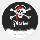 Pirate Jolly Roger Ronde Sticker (Voorkant)