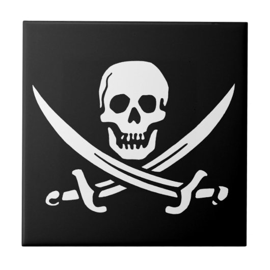 Pirate Jolly Roger Skull Tegeltje (Voorkant)