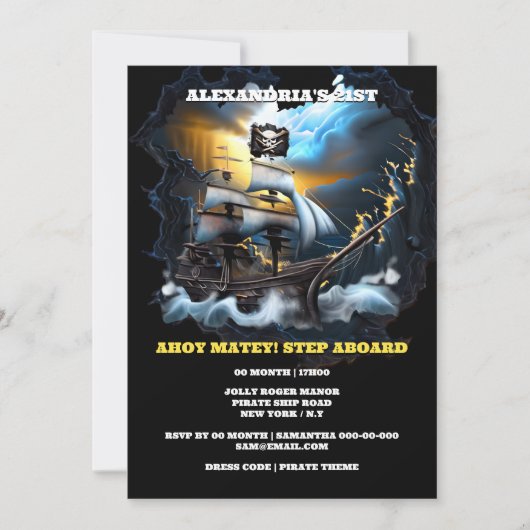 Pirate jolly roger spookschip galleon zee kaart (Voorkant)