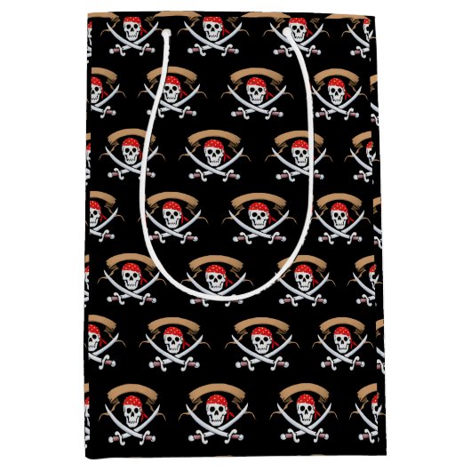 Pirate Jolly Roger verjaardagsfeestje Medium Cadeauzakje (Voorkant)