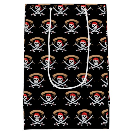 Pirate Jolly Roger verjaardagsfeestje Medium Cadeauzakje (Achterkant)