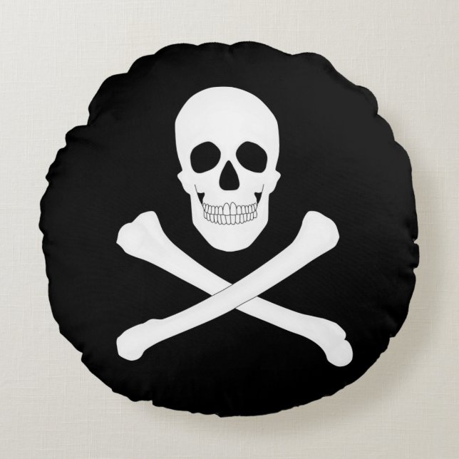 Pirate (Jolly Roger) vlag Rond Kussen (Voorkant)