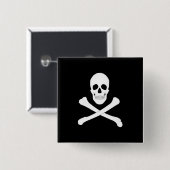 Pirate (Jolly Roger) vlag Vierkante Button 5,1 Cm (Voorkant /achterkant)