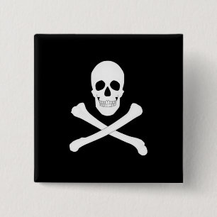 Pirate (Jolly Roger) vlag Vierkante Button 5,1 Cm