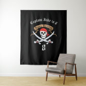 Pirate Jolly Roger Zwart Verjaardagsfeestje Achter Wandkleed (In situ)