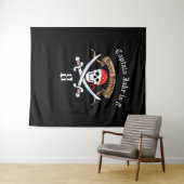 Pirate Jolly Roger Zwart Verjaardagsfeestje Achter Wandkleed (In Situ (horizontaal))
