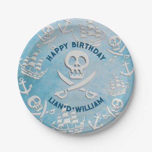 PIRATE! jongens verjaardagsfeestje papier bord (Voorkant)