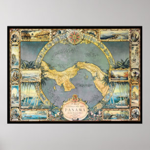 "Pirate" kaart van Panama Poster