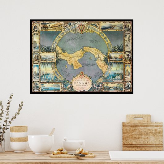 "Pirate" kaart van Panama Poster (Keuken)
