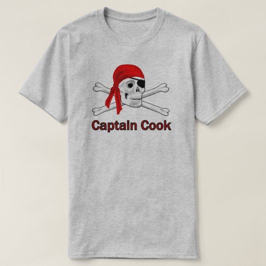 Pirate Kapitein Cook Gray T-shirt (Design voorkant)