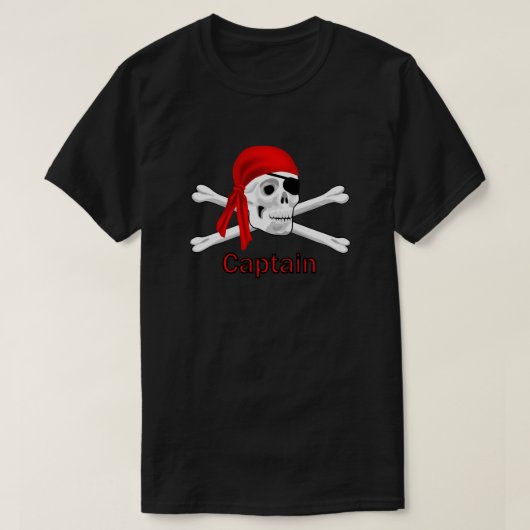 Pirate Kapitein Skull en Botten T-shirt Black 2 (Design voorkant)