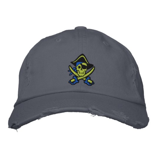 Pirate Kapitein Skull, geborduurd Pet (Voorkant)