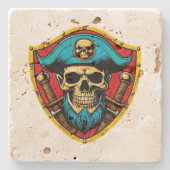 Pirate Kapitein Stenen Onderzetter (Voorkant)