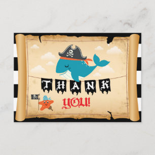 Pirate Kapitein Whale Starfish Matey Dank u Bedankkaart