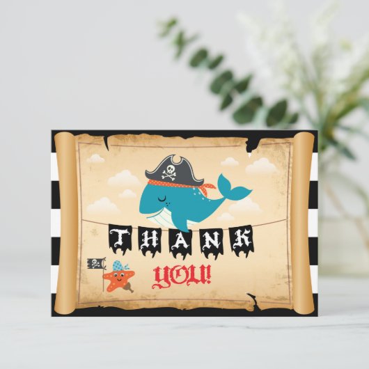 Pirate Kapitein Whale Starfish Matey Dank u Bedankkaart (Staand voorkant)