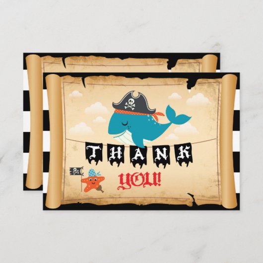 Pirate Kapitein Whale Starfish Matey Dank u Bedankkaart (Voorkant / Achterkant)