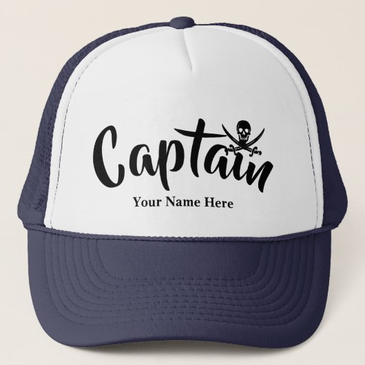 Pirate kapiteins jolly roger schedel trucker pet (Voorkant)