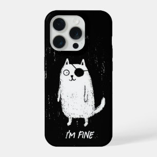 Pirate Kat – Minimale Grappige Katten Kunst iPhone 15 Pro Case