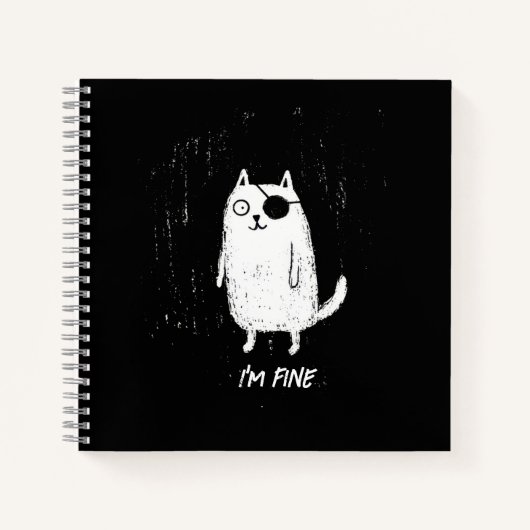 Pirate Kat – Minimale Grappige Katten Kunst Notitieboek (Voorkant)