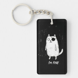 Pirate Kat – Minimale Grappige Katten Kunst Sleutelhanger