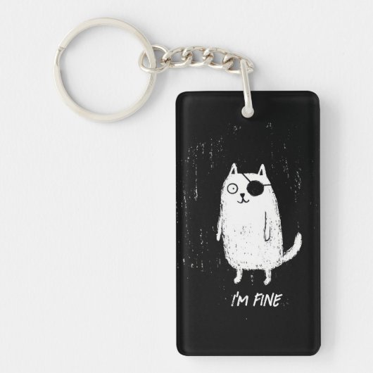 Pirate Kat – Minimale Grappige Katten Kunst Sleutelhanger (Voorkant)